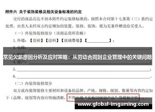 常见欠薪原因分析及应对策略：从劳动合同到企业管理中的关键问题
